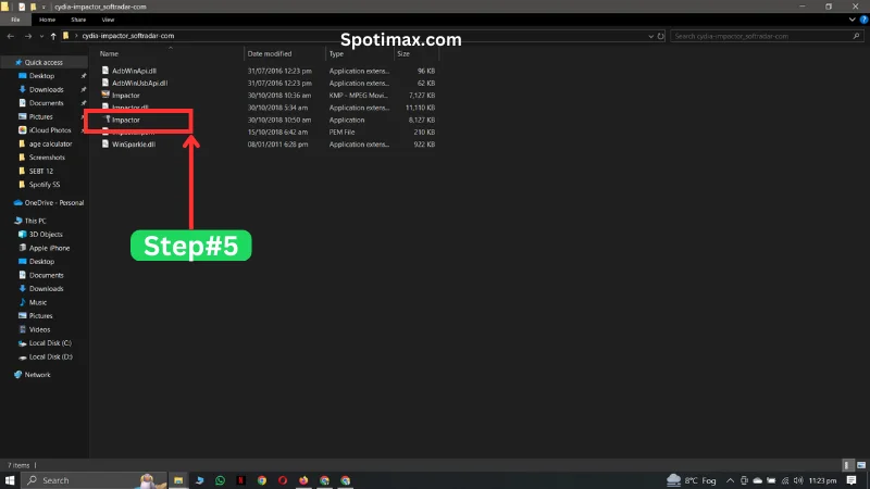 screenshot of how to download and install spotify++ ipa in iphone using cidiaimpactor step 5