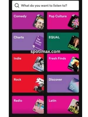 I took a screenshot from my device to show the user which different categories of music, podcasts, and storyline exists