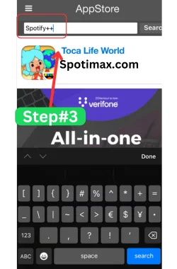 screenshot of how to download and install spoyify++ ipa using tweak box step#3