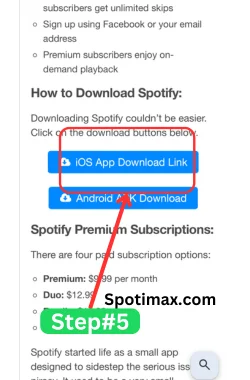 screenshot of how to download and install spoyify++ ipa using tweak box step#5