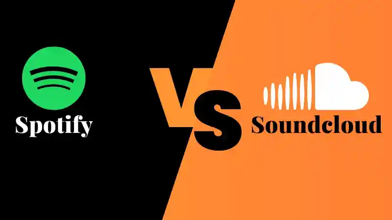 Spotify vs Soundcloud which is better? Featured Photo with logos