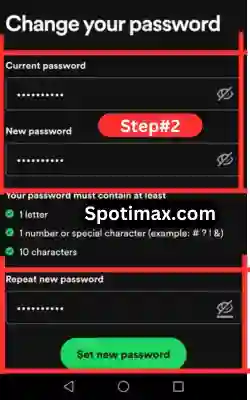 screenshot of how to change spotify password step 2