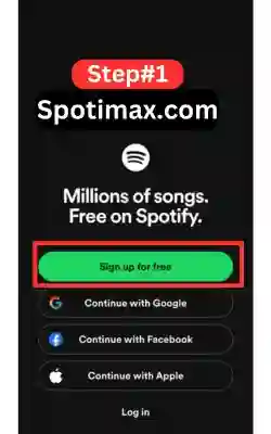 screenshot of make spotify account or create a new spotify account step 1