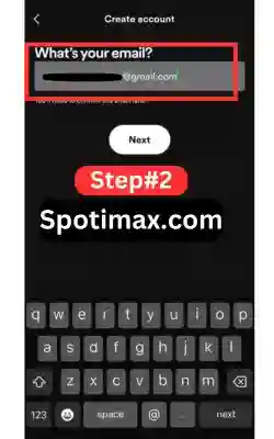 screenshot of make spotify account or create a new spotify account step 2