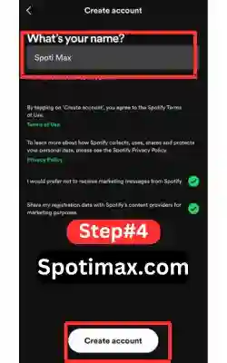 screenshot of make spotify account or create a new spotify account step 4