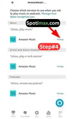 screenshot of how to set spotify as default music player on alexa step 4