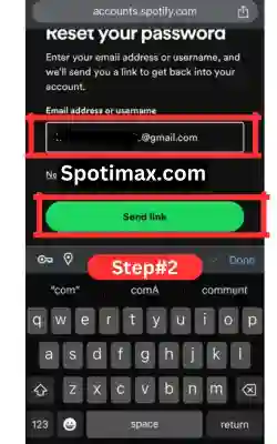 screenshot of how to reset spotify password step 2