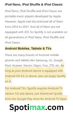 Devices which supports Spotify app 2
