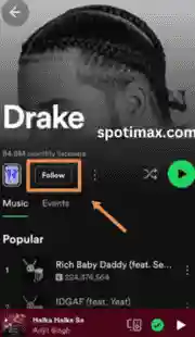 Descargar gratis Spotify Premium APK última versión | Completamente desbloqueado 23 Captura de pantalla de la función Spotify Premium Apk para seguir a amigos y artistas